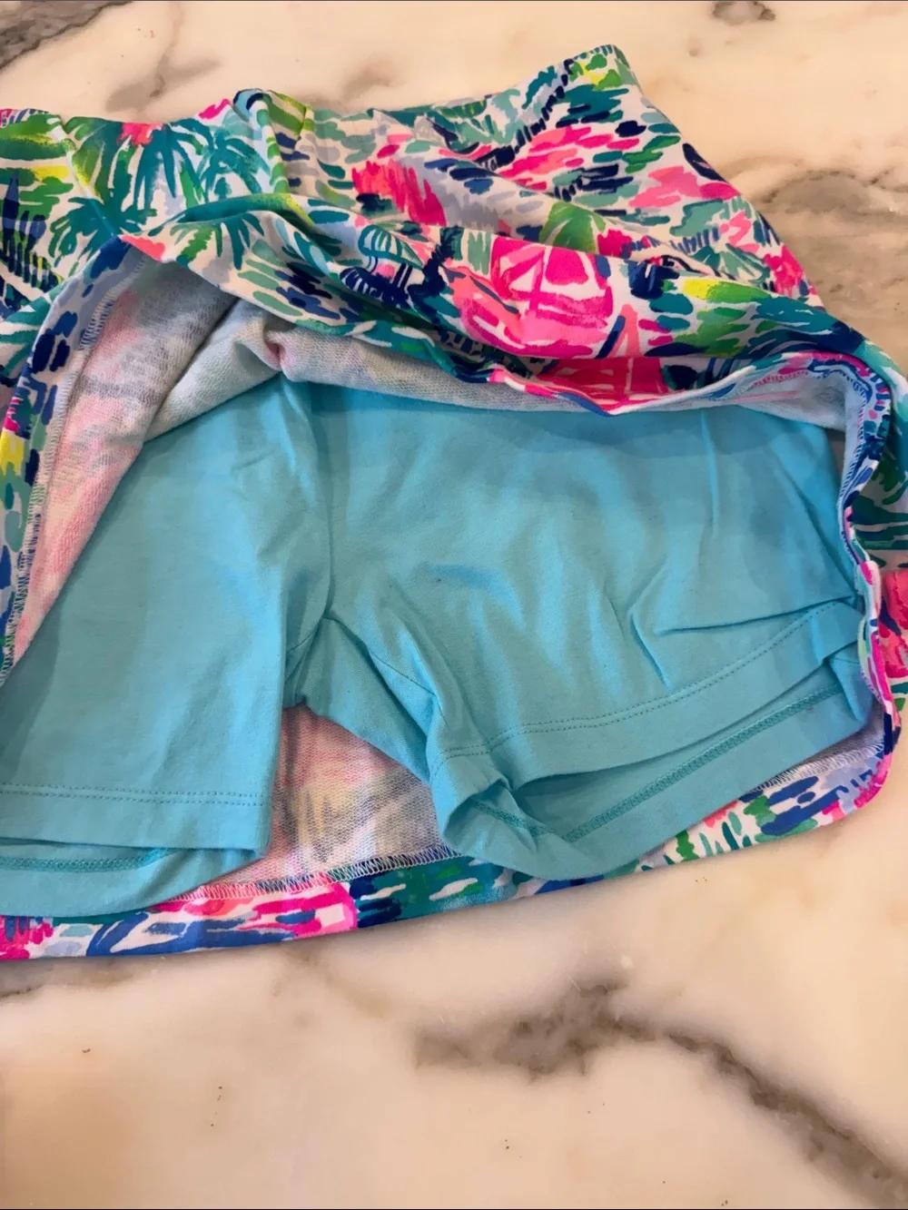 Lilly Pulitzer Girls Tropical Sailboat Swim Skort - Pink, Blue & Green